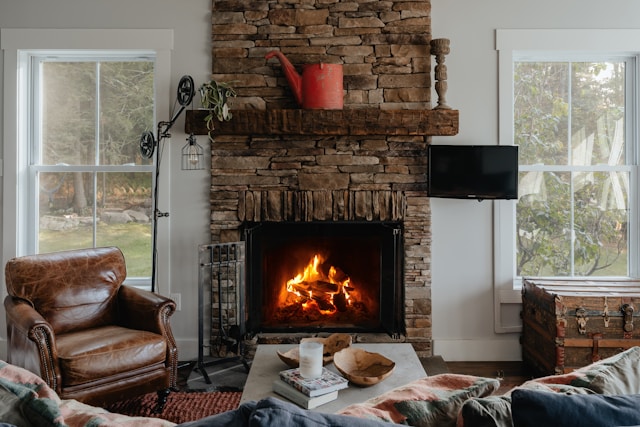 cosy living room with a fire