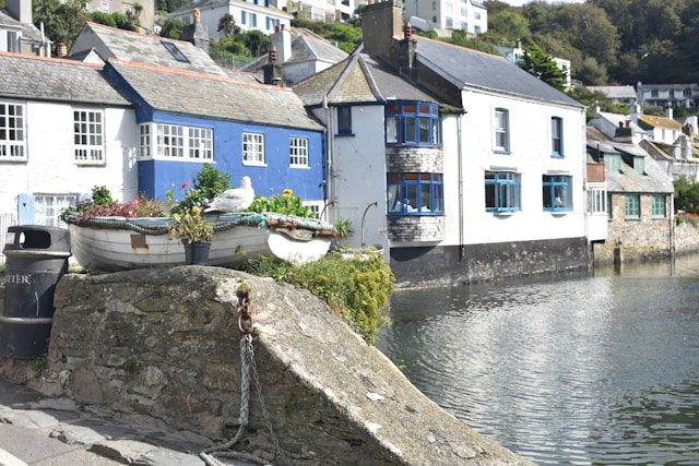 a row of cottages beside Polperro harbour, Cornwall