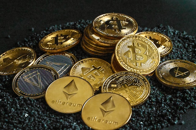 pile of crypto coins